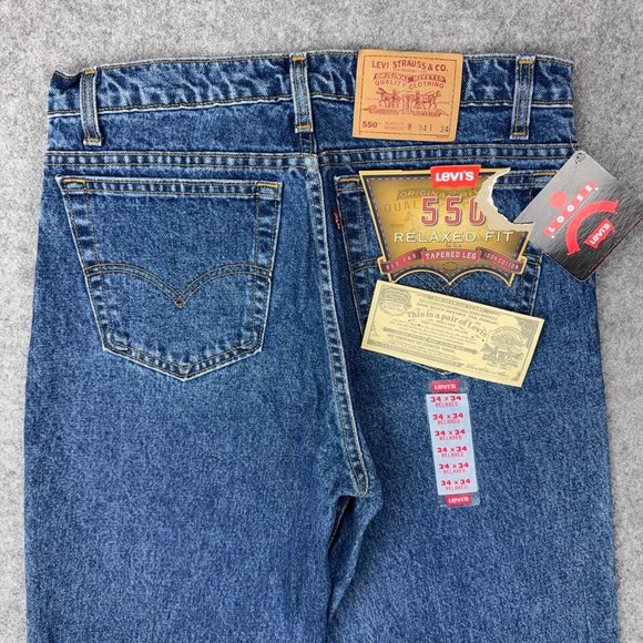 VTG Levi's Jeans Mens 34x34 Blue 550 Loose Relaxed Fit Tapered Leg Denim 90s